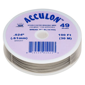 Beading wire, Acculon®, nylon-coated stainless steel, clear, 49 strand, 0.024-inch diameter. Sold per 100-foot spool.