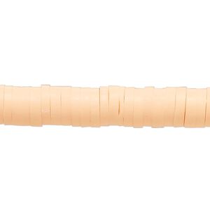 Bead, polymer clay, opaque peach, 8x2mm heishi. Sold per pkg of (2) 16-inch strands.