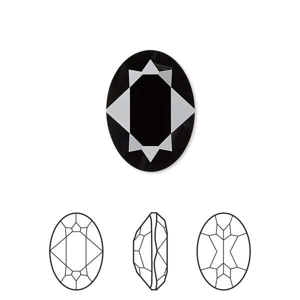 Fancy stone 48pk jet, Swarovski® 18x13mm oval 4120 image number 0