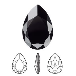 Fancy stone 24pk jet, Swarovski® 30x20mm pear 4327