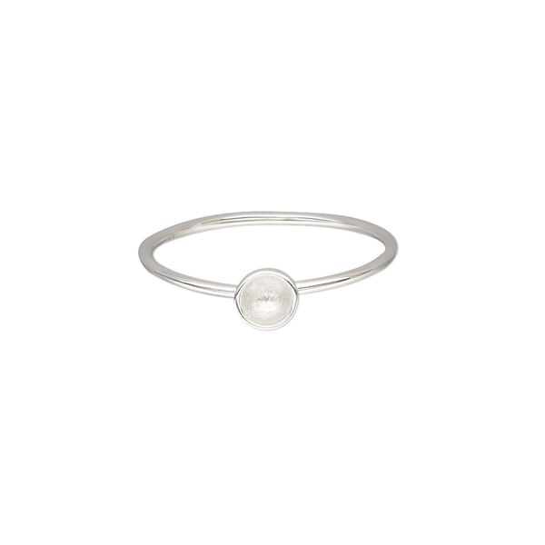 Ring, Almost Instant Jewelry®, sterling silver, 1mm wide with SS17 rivoli glue-in setting, size 9. Sold individually. image number 0