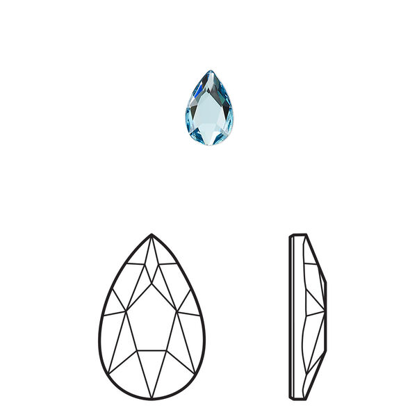Flat back 6pk aquamarine foil back, Crystal Passions® 8x5mm pear 2303 image number 0