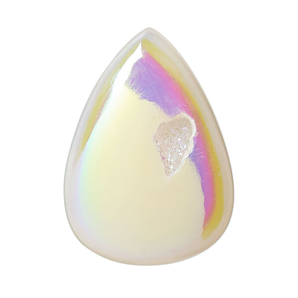 Druzy agate 1pkg1, hand-cut non-calibrated dichroic teardrop cab C grade, 34x25mm-39x28mm image number 0