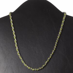 Necklace, faux suede / imitation rhodium-plated steel / silver-finished brass, light forest green, 6mm wide, 18 inches with 2-inch extender chain and lobster claw clasp. Sold individually.