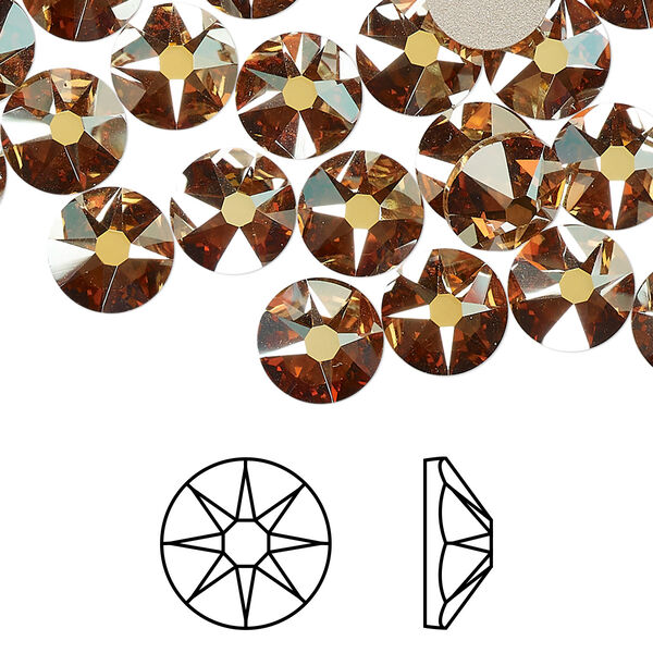 Flat back 12pk crystal metallic sunshine foil back, Crystal Passions® 8.412-8.672mm rose round SS40 2088 image number 0