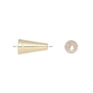 Cone, gold-finished brass, 12x6mm cone square pattern, 5mm hole. Sold per pkg of 10.