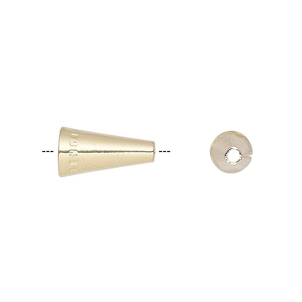 Cone, gold-finished brass, 12x6mm cone square pattern, 5mm hole. Sold per pkg of 10. image number 0