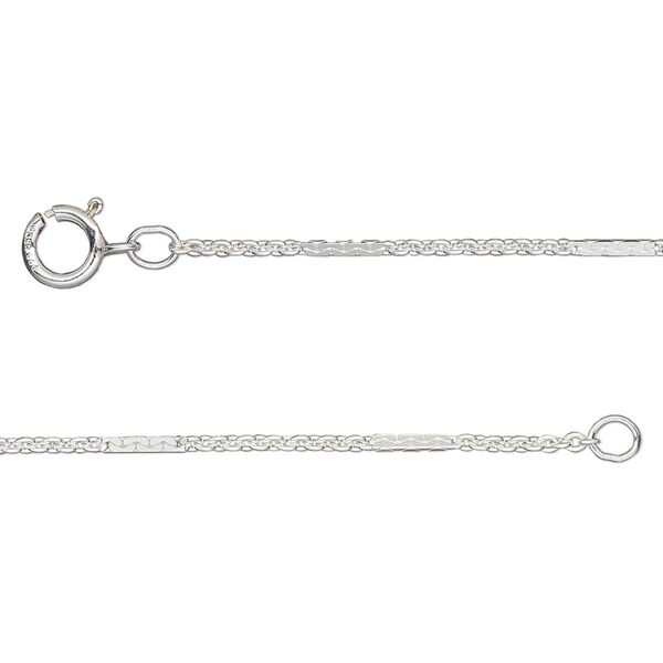 Chain, sterling silver, 1.4mm dapped bar and link, 18 inches with springring clasp. Sold individually. image number 0