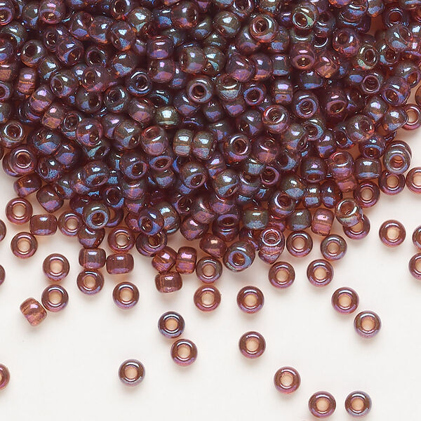 Seed bead, Miyuki, glass, pkg/250g, #8 rocaille, translucent gold luster claret (RR-302). image number 0