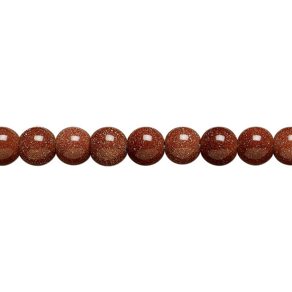 Bead, brown goldstone (glass) (man-made), 6mm round. Sold per 15-1/2" to 16" strand. image number 0
