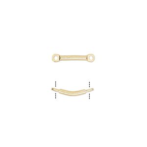 Link, gold-plated brass, 25.5x5mm curved bar. Sold per pkg of 10.