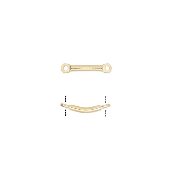 Link, gold-plated brass, 25.5x5mm curved bar. Sold per pkg of 10. image number 0