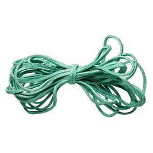 Cord, faux suede lace, green, 3mm. Sold per pkg of 5 yards.