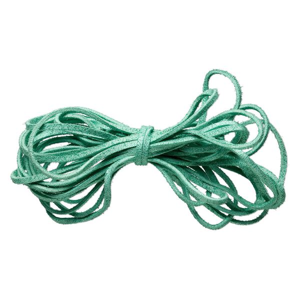 Cord, faux suede lace, green, 3mm. Sold per pkg of 5 yards. image number 0