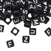 Bead mix, acrylic, opaque black and white, 6mm cube with alphabet letters. Sold per pkg of 100. image number 0