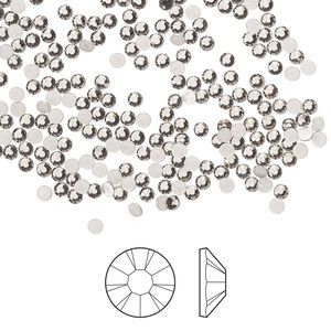 Flat back 1440pk black diamond foil back, Preciosa MAXIMA Czech crystal hotfix rhinestone 1.9-2.1mm chaton rose round SS6