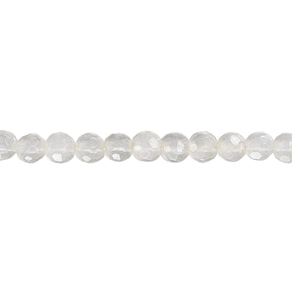 Bead, snow quartz (natural), 4mm faceted round, B grade, Mohs hardness 7. Sold per 15-1/2" to 16" strand. image number 0