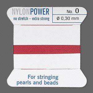 Thread, Griffin, nylon, garnet red, size #0. Sold per 2-meter card (approximately 78 inches).