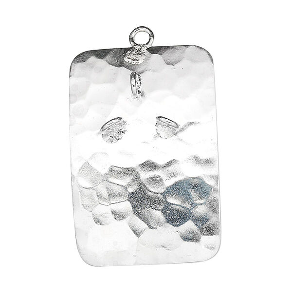 Focal, Hill Tribes, fine silver, 33x22mm brushed rectangle with 3 loops. Sold individually. image number 0