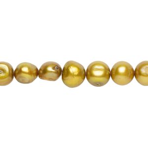 Freshwater pearl 1pkg1, flat-sided potato, 15 inch dark golden pear 6-7mm cultured