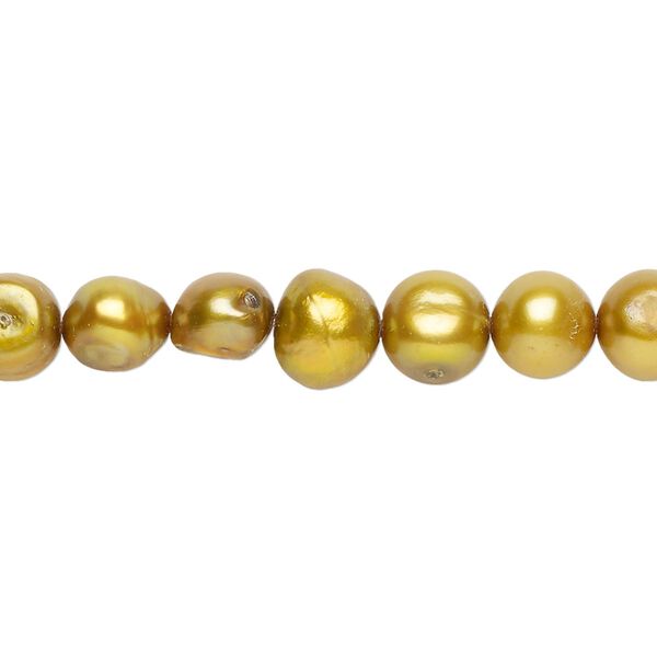 Freshwater pearl 1pkg1, flat-sided potato, 15 inch dark golden pear 6-7mm cultured image number 0