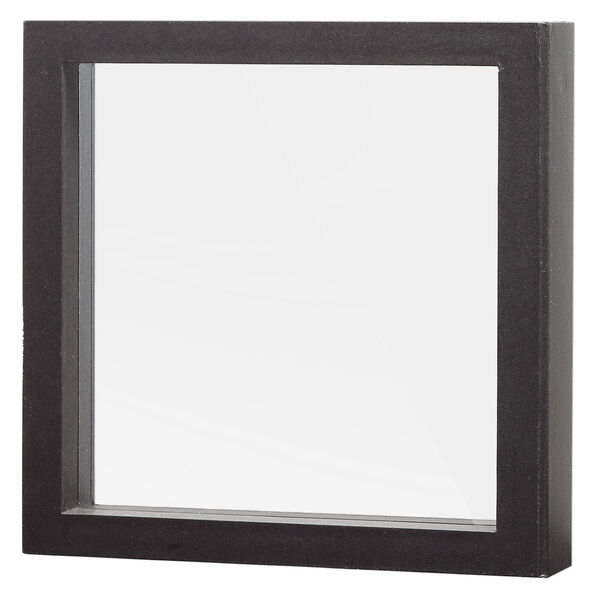 Display, 3D suspension, synthetic paper and silicone, black and clear, 7-1/4 x 7-1/4 x 1-1/4 inch square with 6x6-inch inside dimension. Sold individually. image number 0