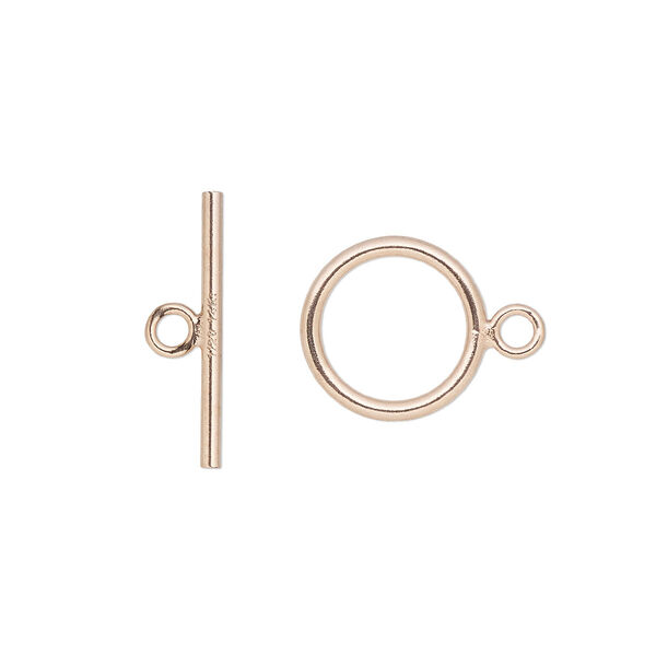 Clasp, 14Kt rose gold-filled, 11mm round toggle. Sold individually. image number 0