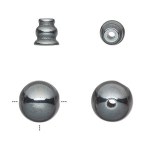 Hemalyke™ 1pkg2, T-drilled round / cone bead 12mm / 8x7.5mm