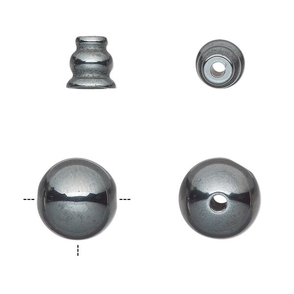 Hemalyke™ 1pkg2, T-drilled round / cone bead 12mm / 8x7.5mm image number 0