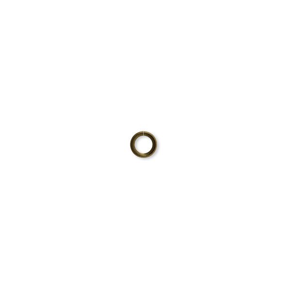 Jump ring, antique brass-plated steel, 4mm round, 2.6mm inside diameter, 22 gauge. Sold per pkg of 500. image number 0