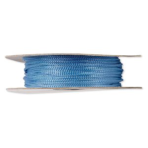 Cord, nylon, blue, 2mm round. Sold per 100-foot spool.