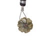 Labradorite / garnet 1pkg1, top-drilled hand-cut 1sided carved flower bead natural, 14mm image number 1
