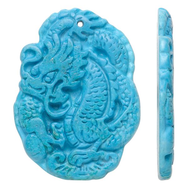 Magnesite 1pkg1, hand-cut carved dragon focal 47x36mm image number 0