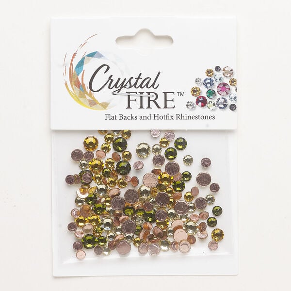 Flat back mix 1pkg144 jonquil / khaki / sunflower foil back, Crystal FIRE®, 3.00-4.80mm hotfix round SS12 / SS16 / SS20 image number 0