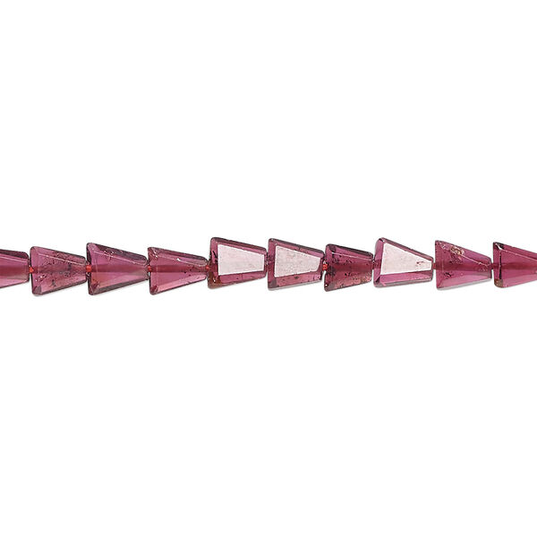 Rhodolite garnet 1pkg1, hand-cut faceted flat triangle bead B grade, 15.5-16 inch 4x4x2mm-6x6x4mm image number 0