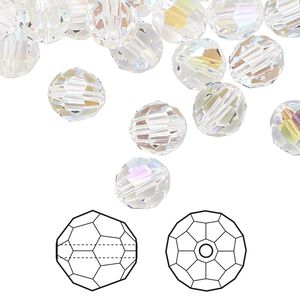 Bead 288pk crystal shimmer, Swarovski® 8mm round 5000