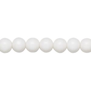 Bead, vintage Czech glass, opaque white, 6-7mm round with 0.7mm hole. Sold per 12-inch strand.