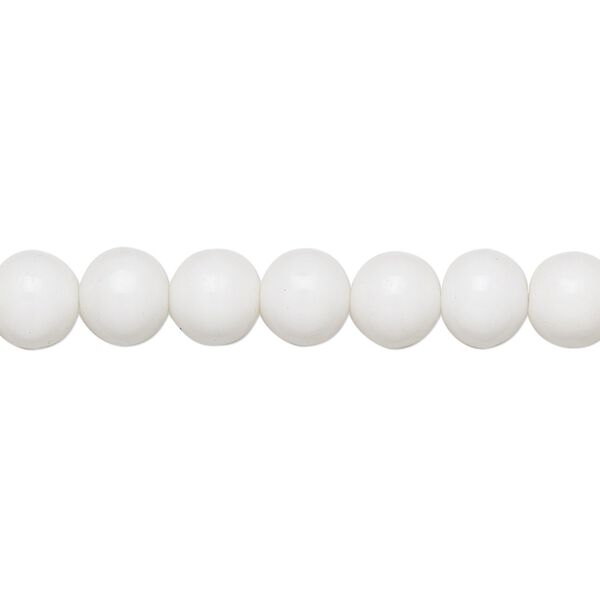 Bead, vintage Czech glass, opaque white, 6-7mm round with 0.7mm hole. Sold per 12-inch strand. image number 0