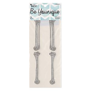 Vinyl 2pkg2, bone iron-on transfer assortment clear / grey / silver glitter 4.5x1 inch
