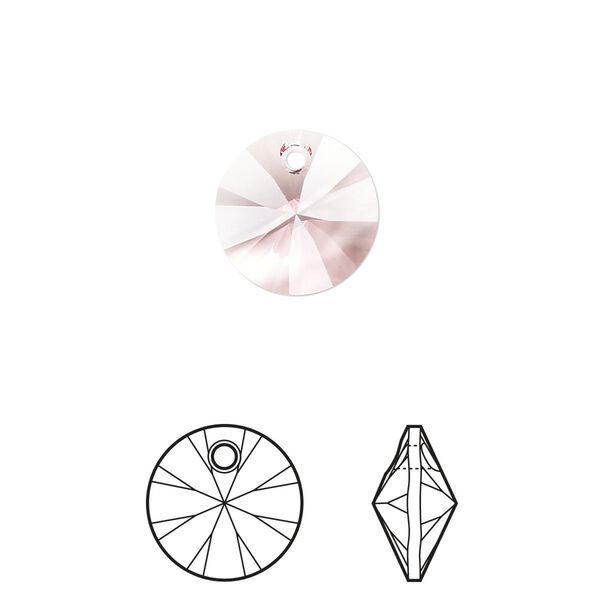 Drop 144pk light rose, Swarovski® 12mm pendant mini disk 6428 image number 0