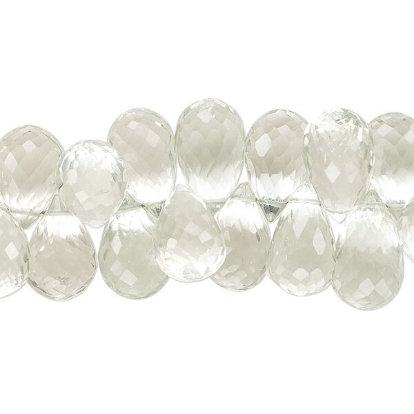 Green quartz 1pkg1, hand-cut top-drilled faceted teardrop bead 7 inch 10x7mm-13x8mm image number 0