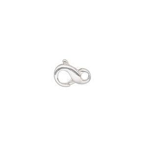 Clasp, lobster claw, sterling silver and steel, 11x7mm infinity. Sold per pkg of 10.