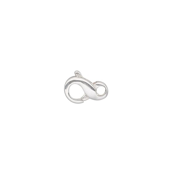 Clasp, lobster claw, sterling silver and steel, 11x7mm infinity. Sold per pkg of 10. image number 0