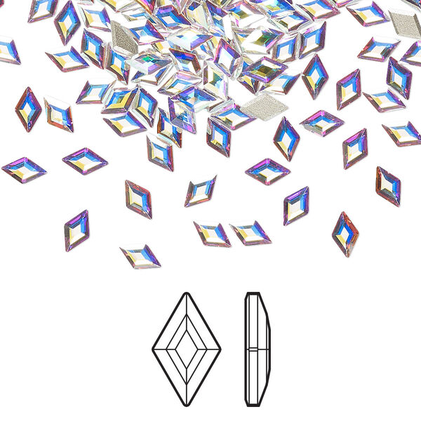 Flat back 6pk crystal AB foil back, Crystal Passions® 5x3mm diamond 2773 image number 0