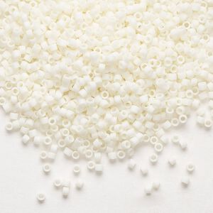 Seed bead, Delica®, glass, pkg/7.5g, #11 round, opaque matte glazed luster cream (DB-0352).