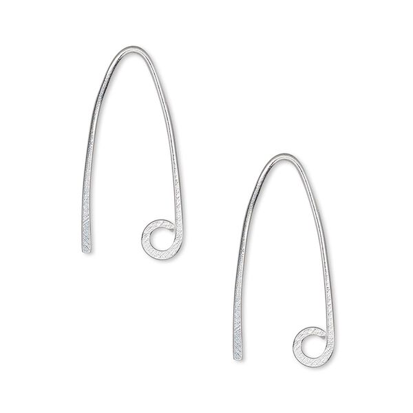 Ear wire, Hill Tribes, silver-plated brass, 23mm fishhook with open loop, 18 gauge. Sold per pkg of 5 pairs. image number 0