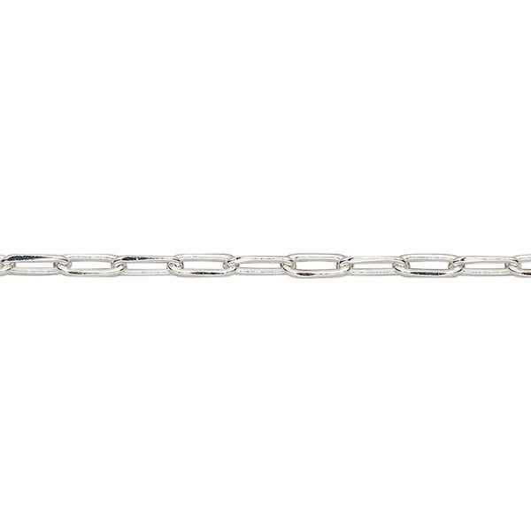 Chain, silver-plated brass, 2.4mm paperclip. Sold per pkg of 5 feet. image number 0