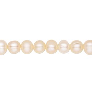 Pearl, cultured freshwater, peach, 6-7mm semi-round, D grade, Mohs hardness 2-1/2 to 4. Sold per 16-inch strand.
