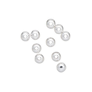 Bead, sterling silver 1pkg10, 4mm seamless-look round.