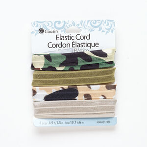 Cord assortment 1pkg4, elastic, 1.5m, mixed colors, 15mm flat.